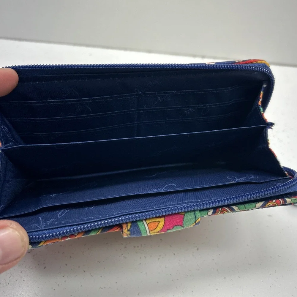 Vera Bradley Sun Valley Turnlock Wallet Colorful Paisley Zip Around Clutch - Picture 7 of 11